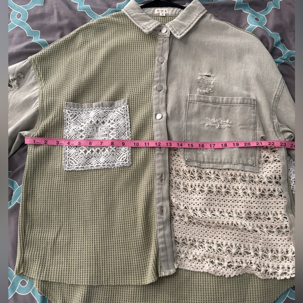 NWOT❤️Three Bird Nest❤️ Way Home Patch Detail Shacket Size Small - Picture 13 of 17